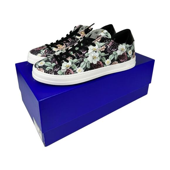 P448 Shoes - Anthropologie P448 John Flower Glitter Low Top Sneakers 38 8 New Black Floral